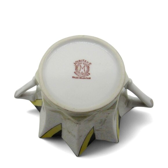 NORITAKE STAR Shaped Sugar Bowl Yellow Floral Starburst Design Japan Vintage - Picture 10 of 11